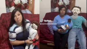 Mujer se hace viral por matrimonio con muñeco de trapo, anuncia segundo "embarazo"