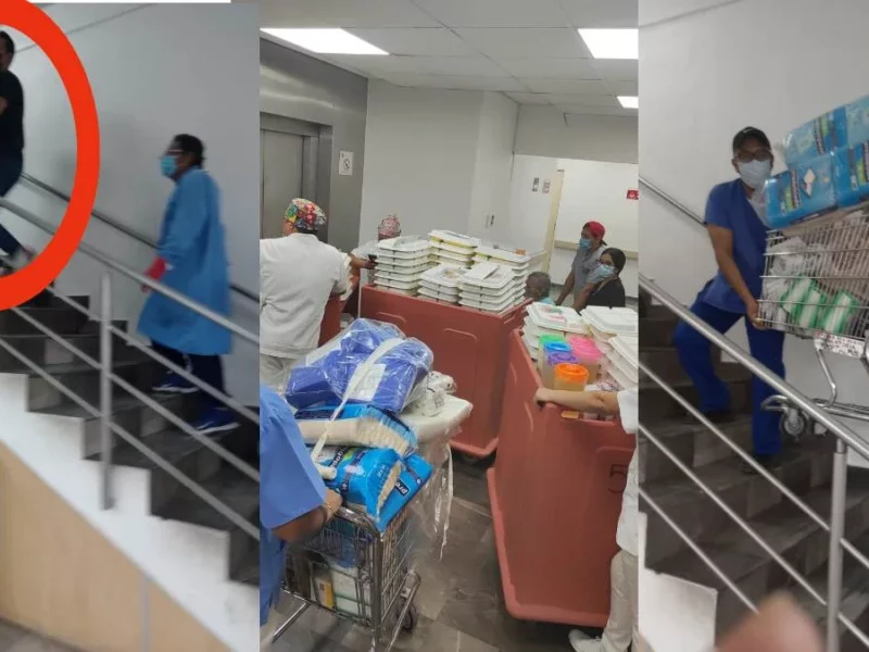 FOTOS: cargan a pacientes en IMSS La Margarita por fallas, otra vez, de elevador