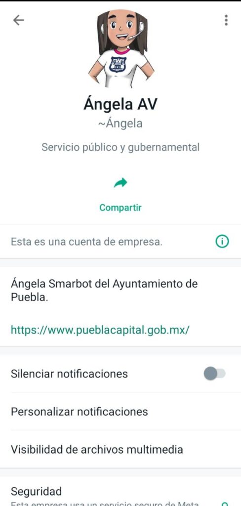 Guarda el número de teléfono 'Ángela' asistente virtual Puebla.