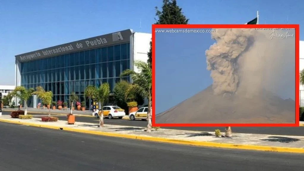 Suspenden vuelos en Aeropuerto Internacional de Puebla por ceniza del Popocatépetl