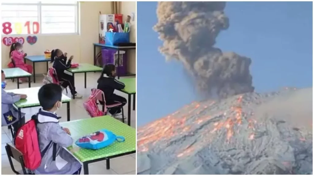 Suman 22 municipios cercanos al volcán Popocatépetl donde suspenden clases presenciales
