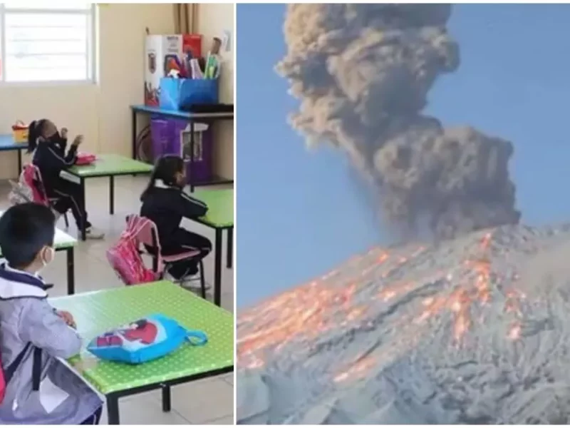 Suman 22 municipios cercanos al volcán Popocatépetl donde suspenden clases presenciales