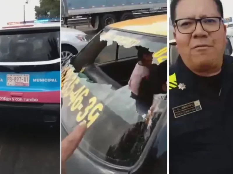 Capturas de video de tránsito de Puebla en pelea de taxista