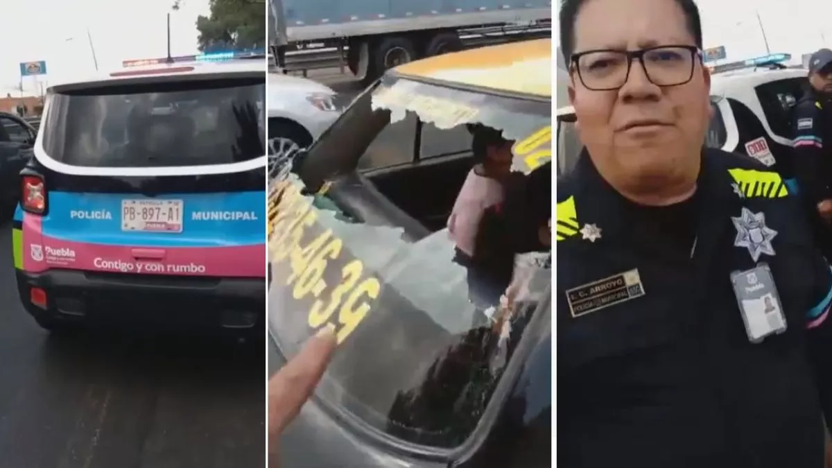 Capturas de video de tránsito de Puebla en pelea de taxista