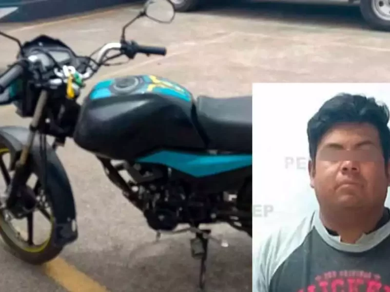 Policías estatales detienen a Manuel por robo de motocicleta en Puebla