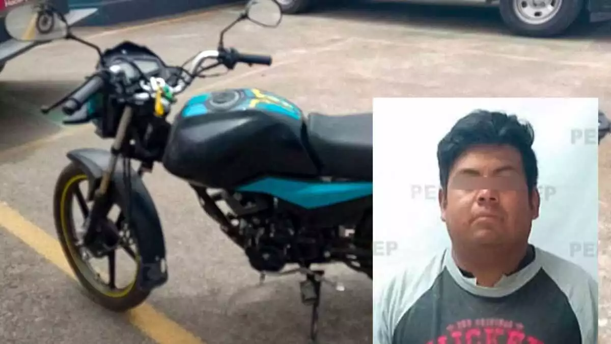 Policías estatales detienen a Manuel por robo de motocicleta en Puebla