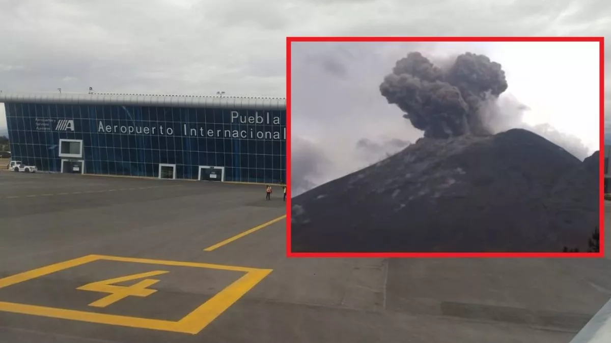 Tres vuelos del aeropuerto de Puebla, cancelados por lluvia de ceniza del Popocatépetl