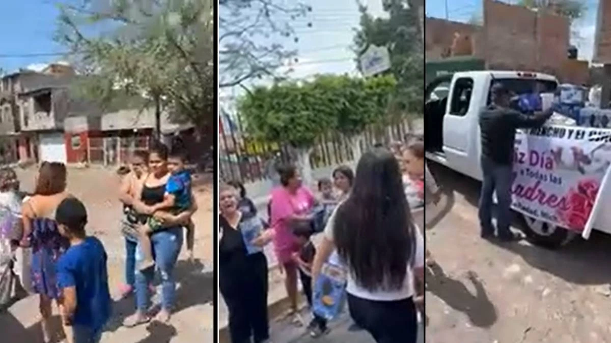 Integrantes del CJNG dan regalos por Día de las Madres en calles de Michoacán