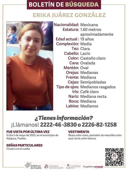 Boletín de búsqueda Erika Juárez