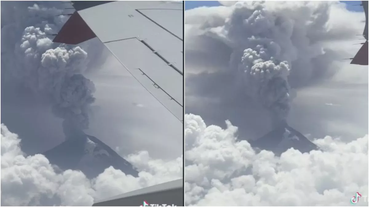 ¡Impresionante! Pasajero graba fumarola del Popocatépetl desde el avión