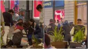 "¡Qué poca!": policías agreden y tiran puesto de churros a una mujer, frente a sus hijas