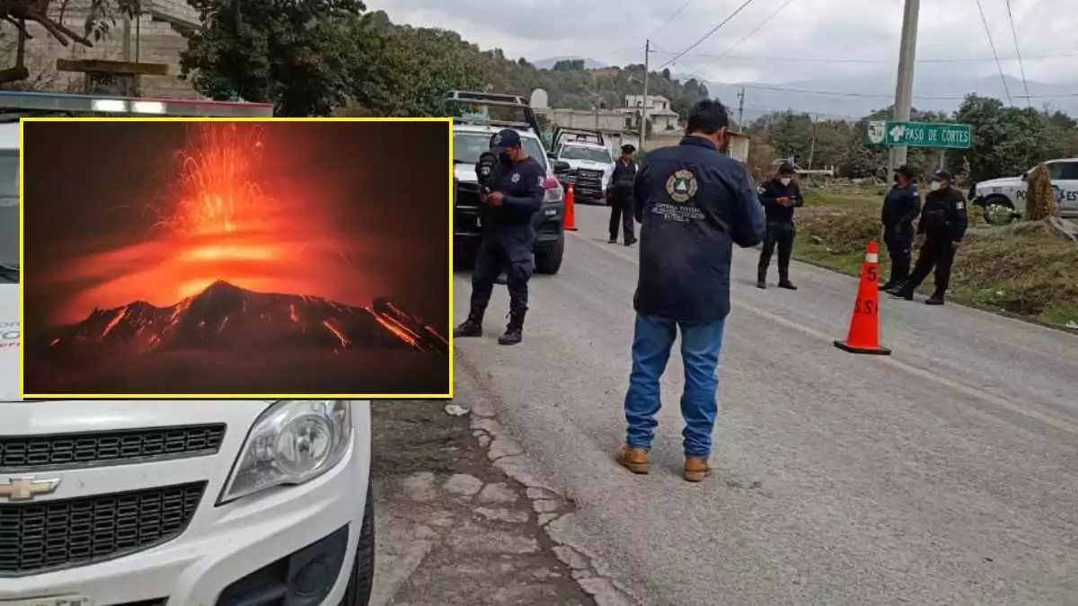 Militares y policías vigilan para que turistas no suban al volcán Popocatépetl