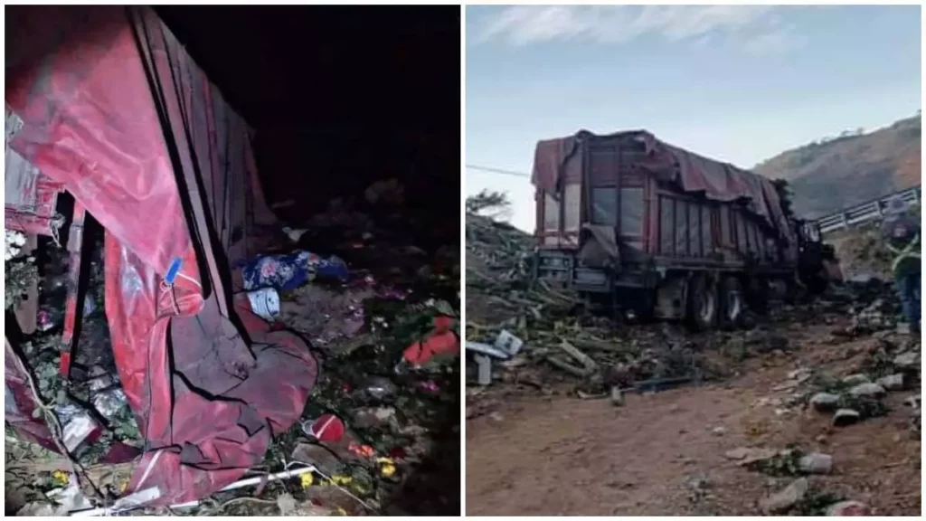 Viajan de Puebla a Nayarit a vender flores, camión vuelca y deja 8 muertos