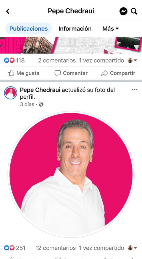 Pepe Chedraui comenzó a usar los colores rosa, los colores del Partido Fuerza por México