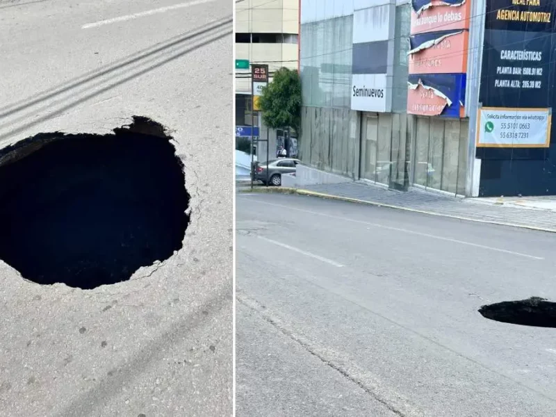 Socavón de Puebla capital surgió por problemas de drenaje, reparación durará tres días