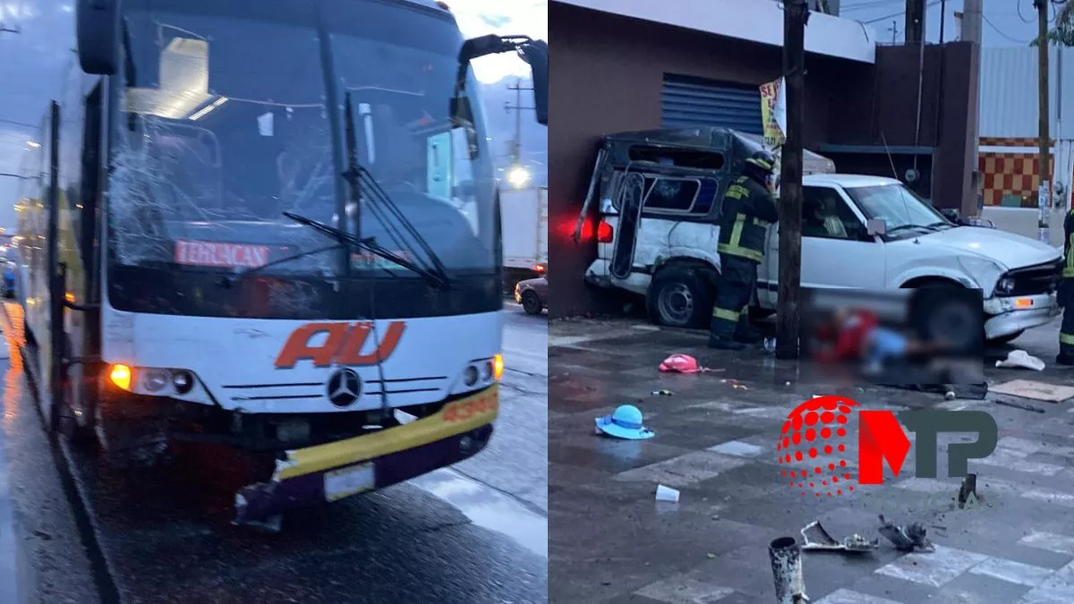 Cinco heridos deja choque de camioneta a autobús AU en la federal a Tehuac