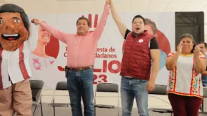Julio Huerta y Gabriel Biestro muestran músculo a favor de Claudia Sheinbaum en Puebla