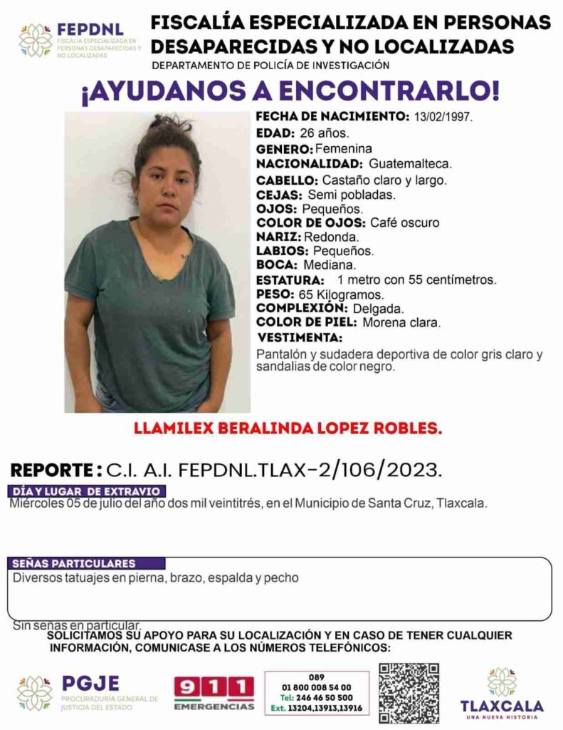 Llamilex migrante desaparecido en Tlaxcala