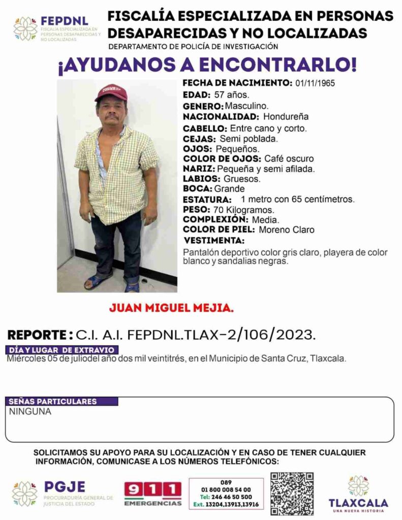 Juan, migrante desaparecido en Tlaxcala