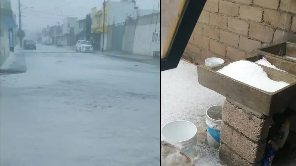 Granizada en Puebla deja vehículos varados y fuga de agua