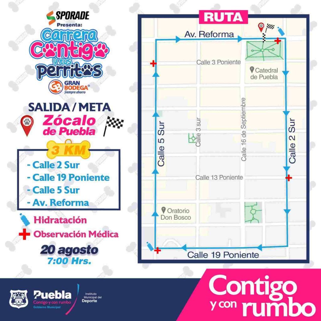 Calles que estarán cerradas por carrera Contigo y tus perritos"