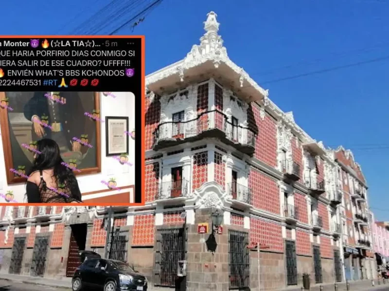 Mujer se toma fotos semidesnuda en Casa de Alfeñique en Puebla y causa polémica