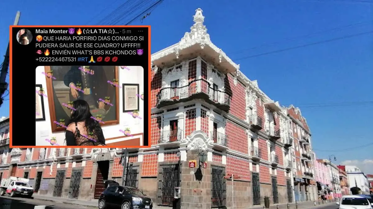 Mujer se toma fotos semidesnuda en Casa de Alfeñique en Puebla y causa polémica