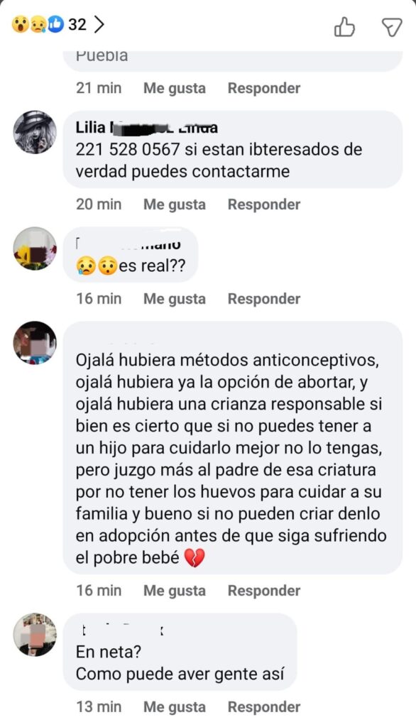 Capturas de pantalla donde se observan los comentarios de redes sociales