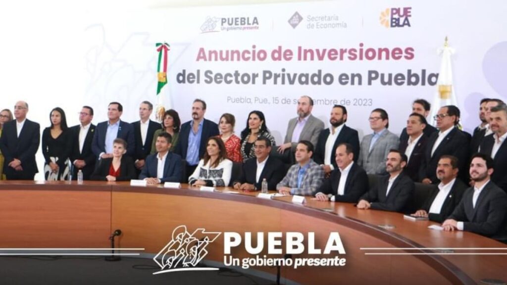 Reunnión sobre anuncio de inversiones del sector privado en el estado de Puebla.