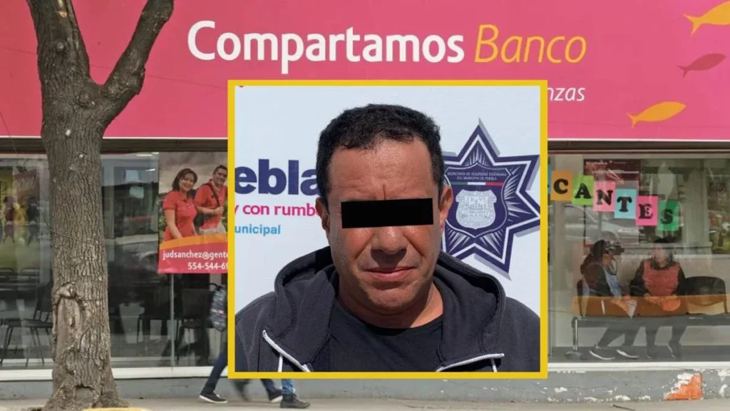 Detienen a Jaime por intento de asalto en Compartamos Banco en Puebla capital