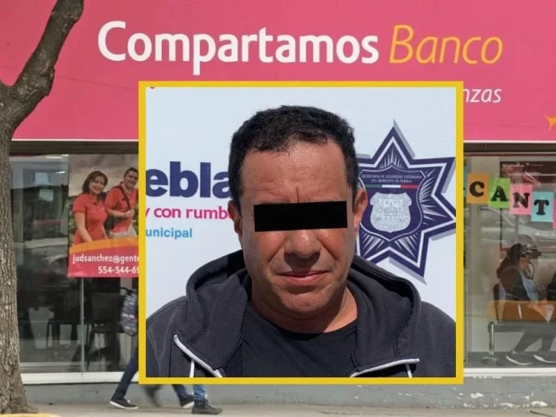 Detienen a Jaime por intento de asalto en Compartamos Banco en Puebla capital