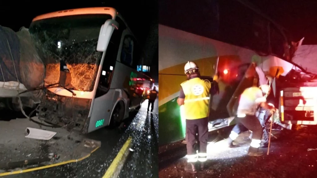 Autobús accidentado en la Cuacnopalan-Oaxaca