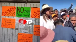 Angélica Alvarado entablando diálogo con manifestantes