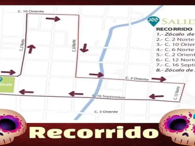 Mapa recorrido del Desfile de Calaveras 2023 Amozoc
