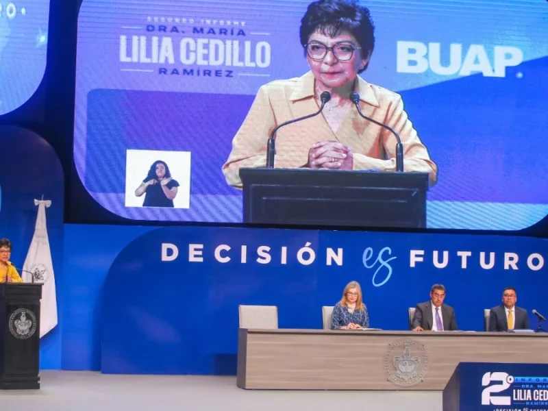 Rectora de la BUAP, Lilia Cedillo rindiendo su 2do informe de trabajo
