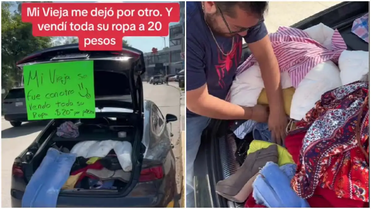 ¡Llévele, llévele! Hombre vende ropa de su expareja a 20 pesos, le fue infiel