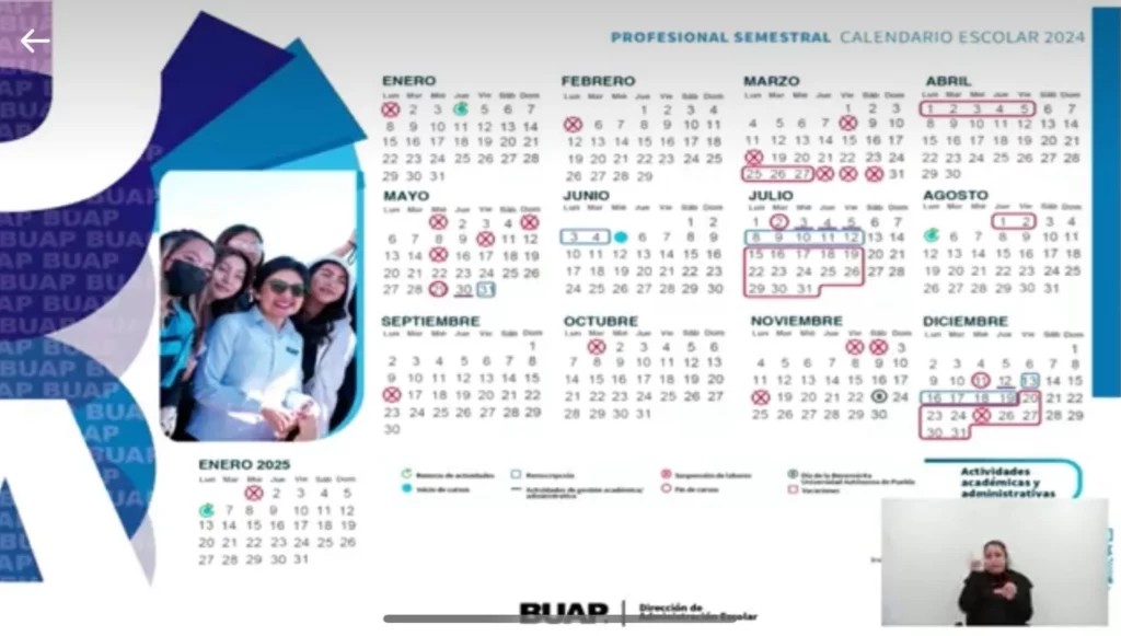 Calendario BUAP 2024
