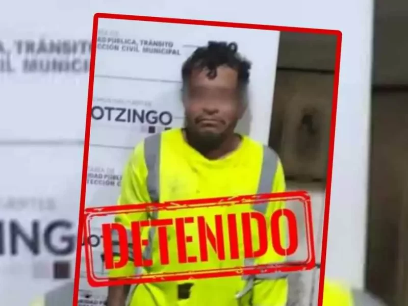 Pedro es detenido por elementos de la policía municipal de Huejotzingo