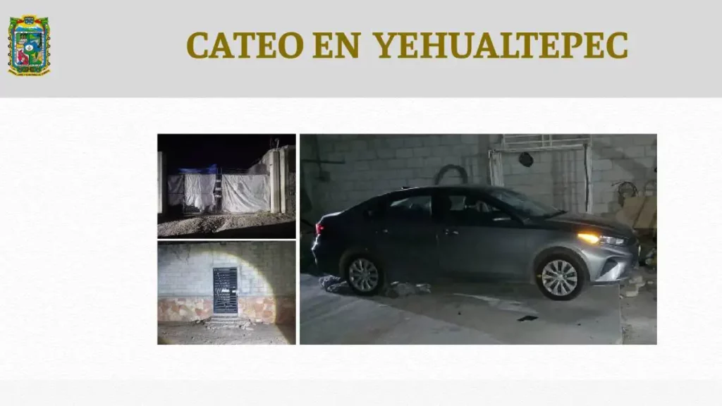 Auto Kia con reporte de robo e inmueble en Puebla donde fue localizado.