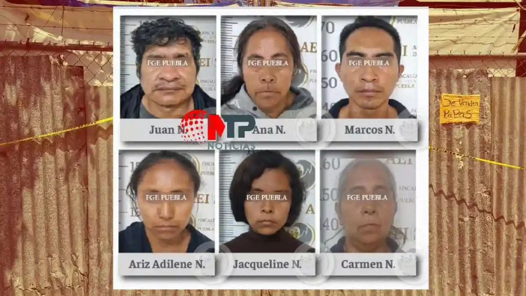 Familiares detenidos por el feminicidio de una niña en Granjas de San Isidro, Puebla.