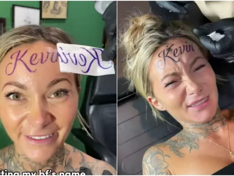 Joven se tatúa el nombre de su novio en la frente, causa controversia