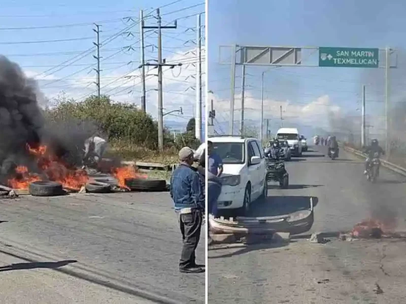 Pobladores bloquean la federal Texmelucan-Tlaxcala: exigen reductores de velocidad
