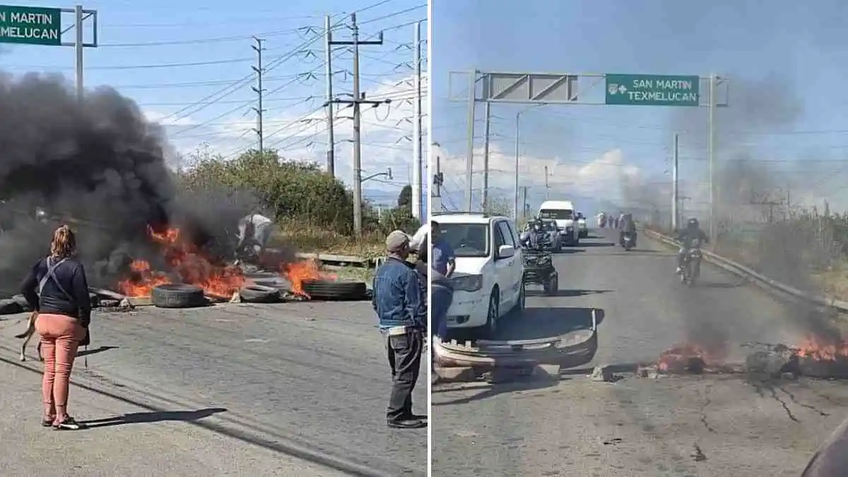 Pobladores bloquean la federal Texmelucan-Tlaxcala: exigen reductores de velocidad