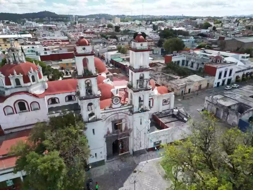 Vista aérea del barrio Analco en Puebla.