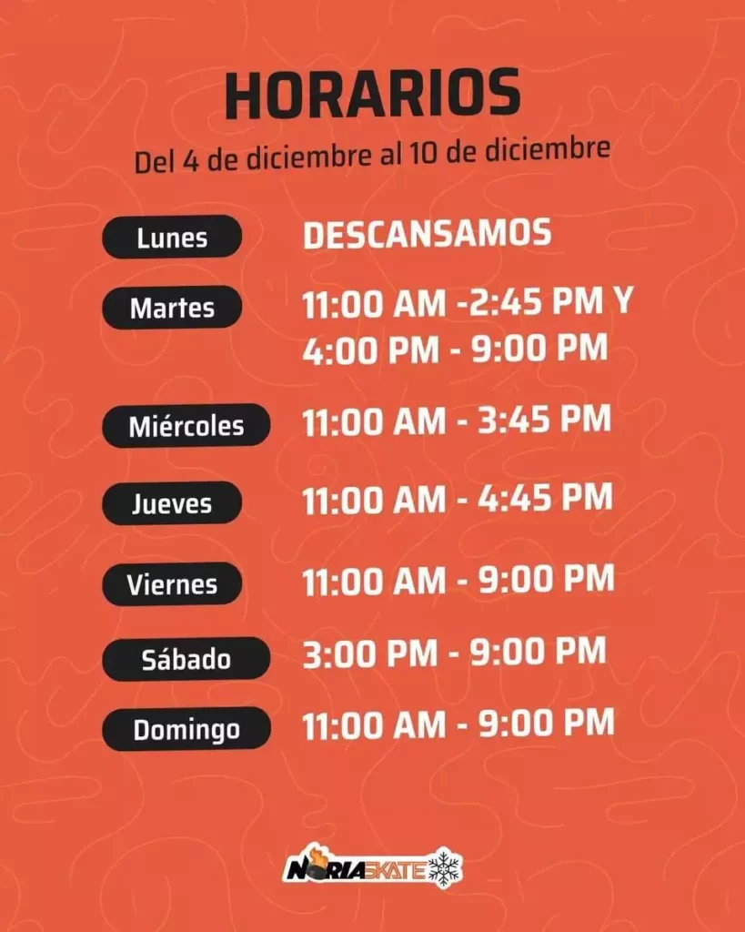 Horarios Noria Skate en Puebla.