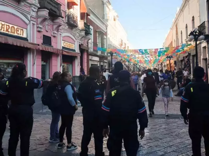 Refuerzan vigilancia en centro de Puebla por Año Nuevo y Día de Reyes