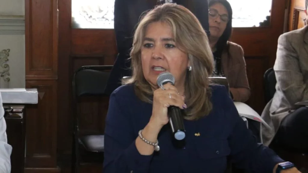 María Isabel García en sesión ordinaria de la Comisión de Patrimonio y Hacienda Pública del Ayuntamiento de Puebla.