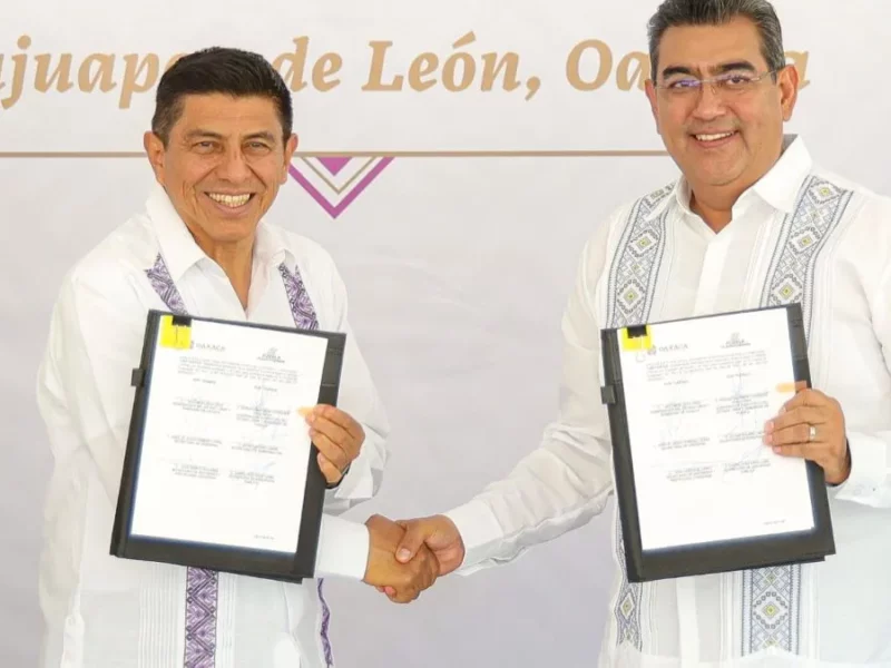 Sergio Salomón firma convenio con Jara para reforzar seguridad en límites de Puebla y Oaxaca