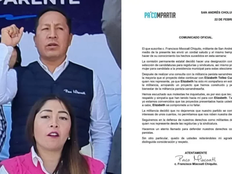 ¡Qué congruente! Mixcoatl anuncia que va su esposa por alcaldía de San Andrés Cholula