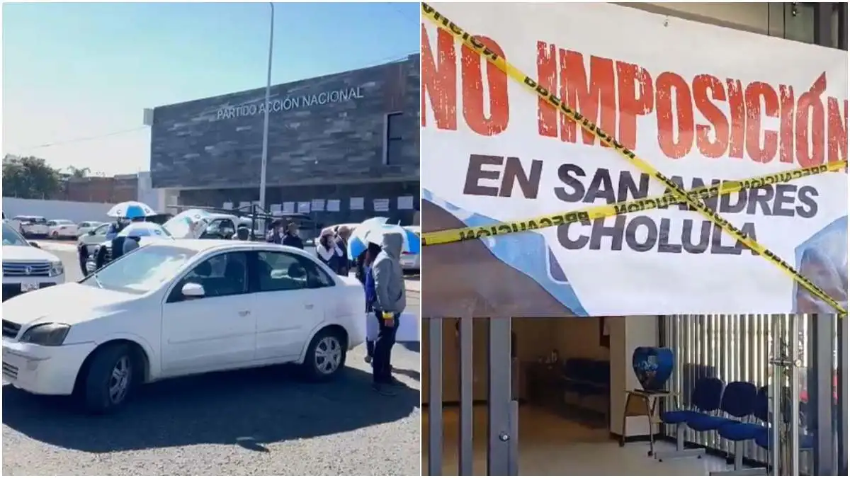 Revuelta en el PAN: inconformes de San Andrés Cholula toman el partido y bloquean calles